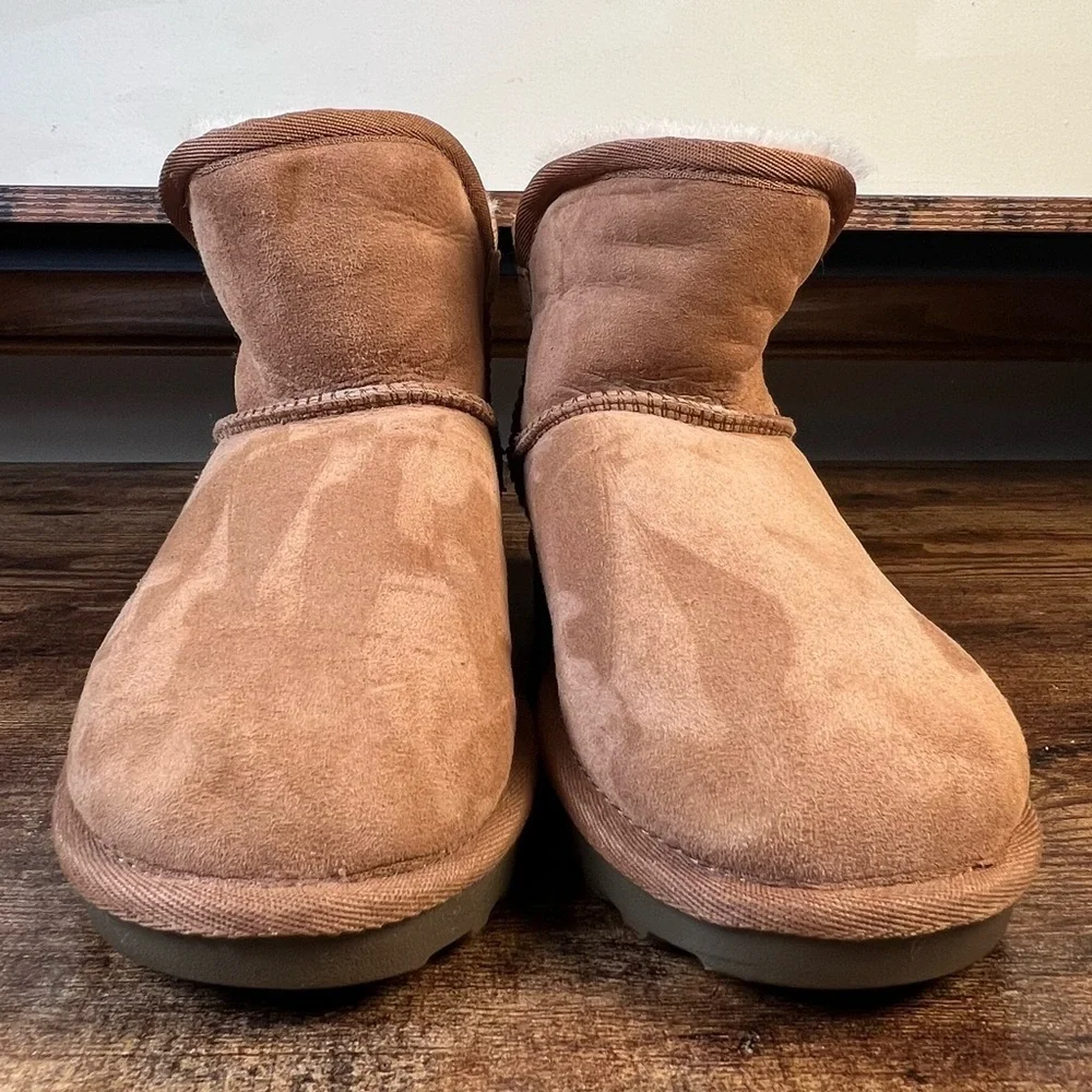 Shearling Style Tan Suede Winter Boots Ugg Lookalike Unbranded Women's 6